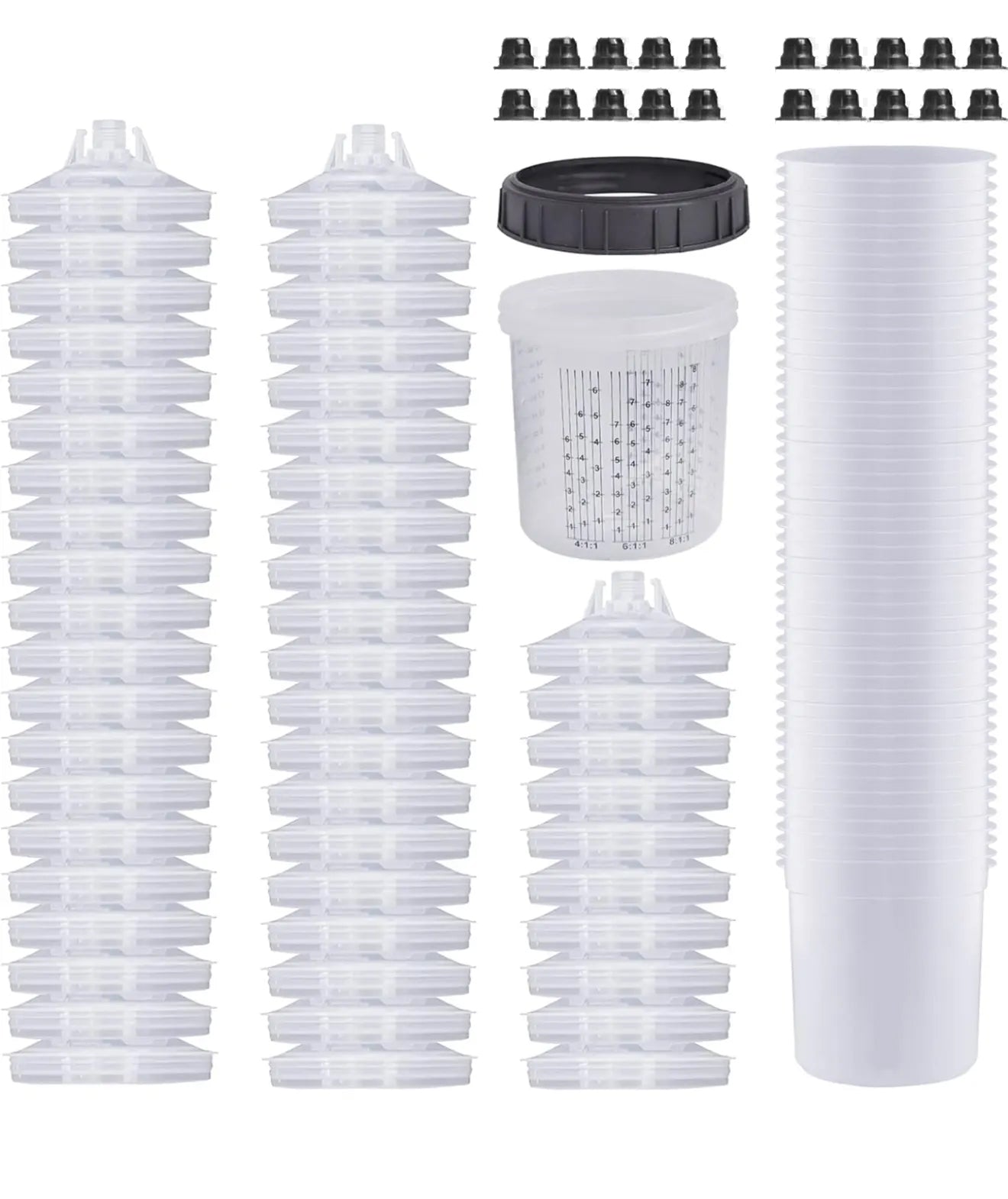 PPS Kit 600ML Lids & Liners - 50 Lids, 50 Liners, 20 Sealing Plugs