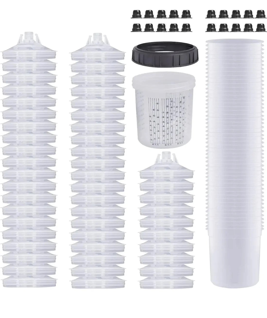 10PK PPS Kit 600ML Lids & Liners - 50 Lids, 50 Liners, 20 Sealing Plugs